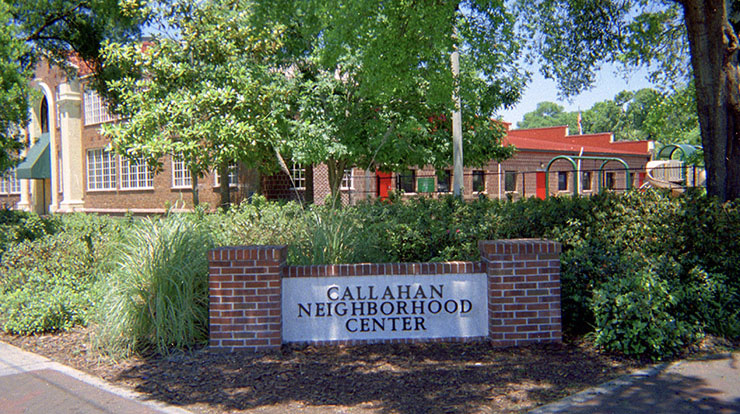 Photo of red brick sign for Callahan Neighborhood Center