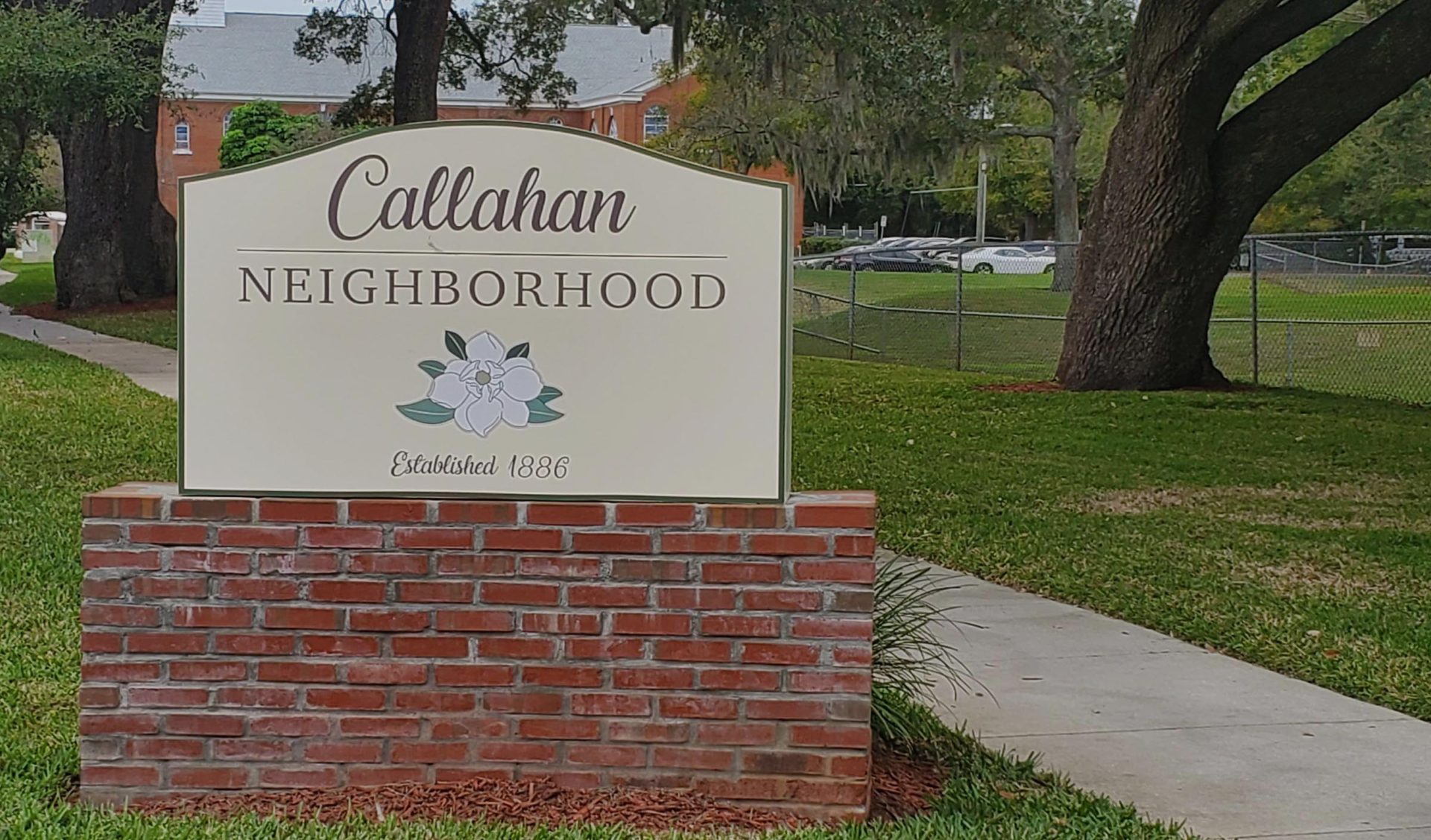 Callahan Neighborhood stone welcome sign