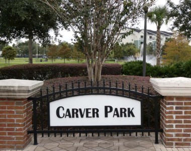 Circa 2009. At the intersection of Gore Avenue and Westmoreland Dive. The Housing Authority of the City of Orlando was awarded a Revitalization Grant from the United States Department of Housing and Development (HUD) to develop a mixed-income community on the site of the Carver Court public housing project. The Revitalization Plan calls for a mixed-income community of both home-ownership and rental units. The plan also includes a multifamily elderly only public housing complex. Carver Park required new roads, sidewalks, and street scape infrastructure. A three-acre lake with a foundation serves as an appealing water feature and retention pond. Carver Park c. 2009